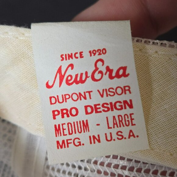 Vintage New Era Chevron D&R Division Mesh Snapback Hat Size M-L White USA Made - Picture 10 of 11